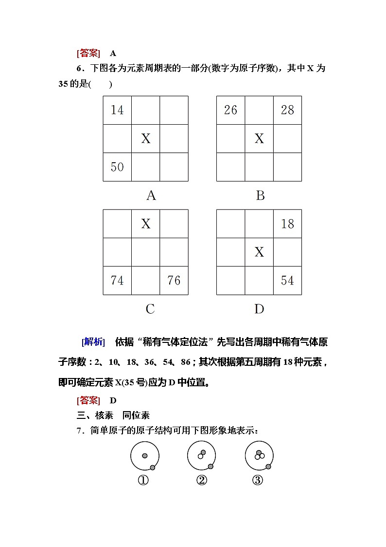 2019—2020学年新教材课标版高中化学必修第一册课后作业19　元素周期表　核素03