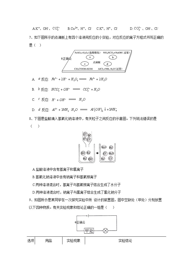 2019-2020学年高中化学人教版（2019）必修第一册课时基础练：第一章第二节离子反应第2页