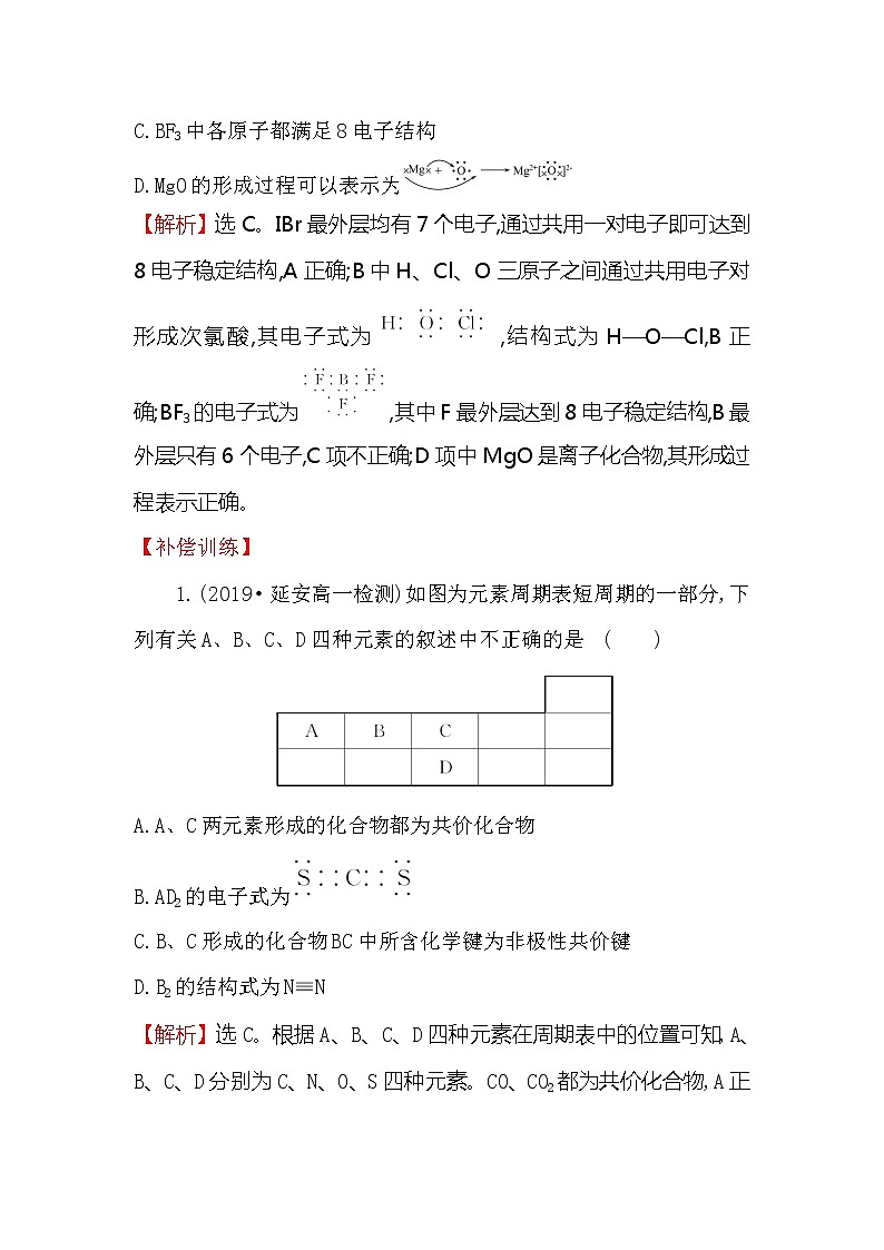 2019-2020新教材人教版化学新素养导学必修一课时素养评价 二十五 4.3化学键 试卷03