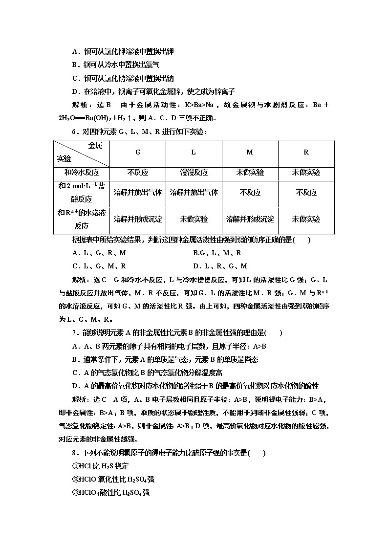 2019-2020学年新教材鲁科版必修第二册 第1章第1节 原子结构与元素性质（第2课时） 作业 (1) 练习02