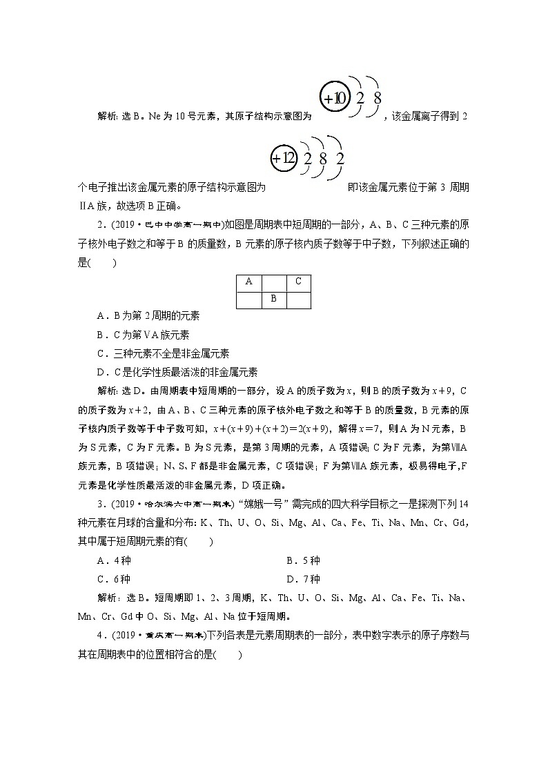 2019-2020学年新教材鲁科版必修第二册 第1章第2节 元素周期律和元素周期表（第2课时） 作业 练习03