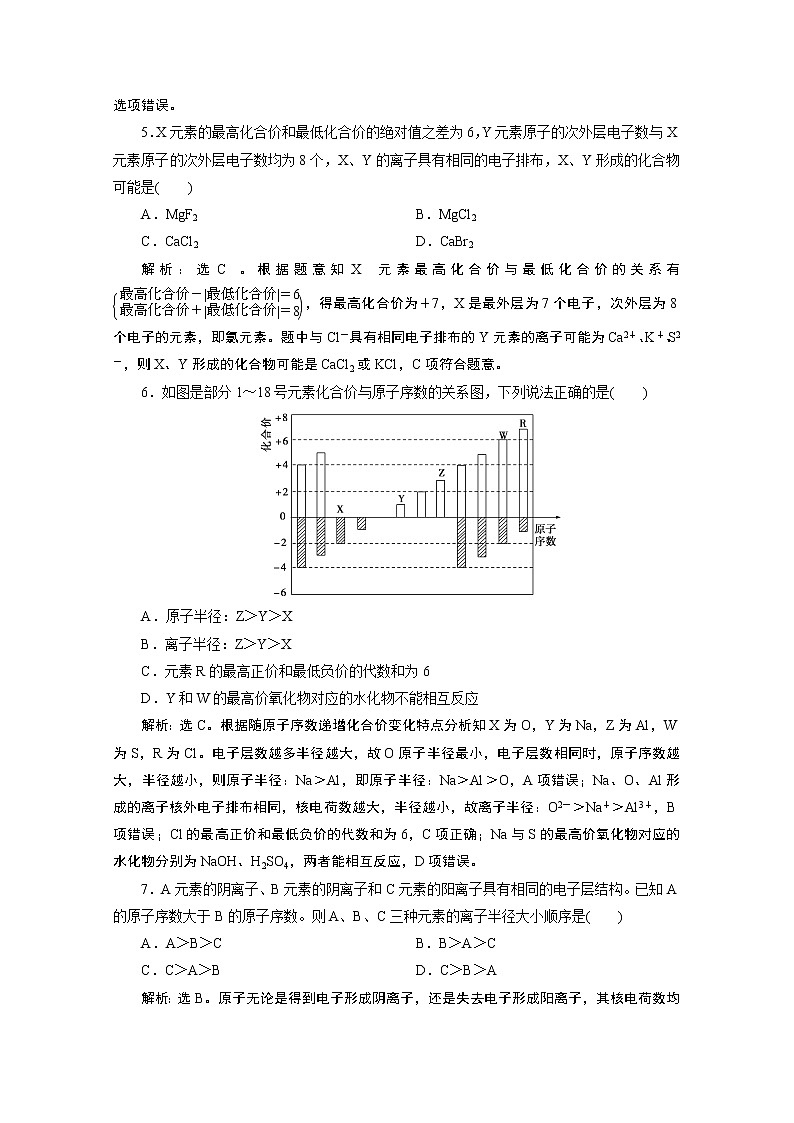 2019-2020学年新教材鲁科版必修第二册 第1章第2节 元素周期律和元素周期表（第1课时） 作业第2页