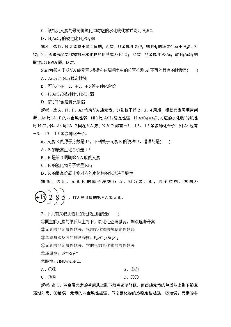 2019-2020学年新教材鲁科版必修第二册 第1章第3节 元素周期表的应用（第2课时） 作业 练习02