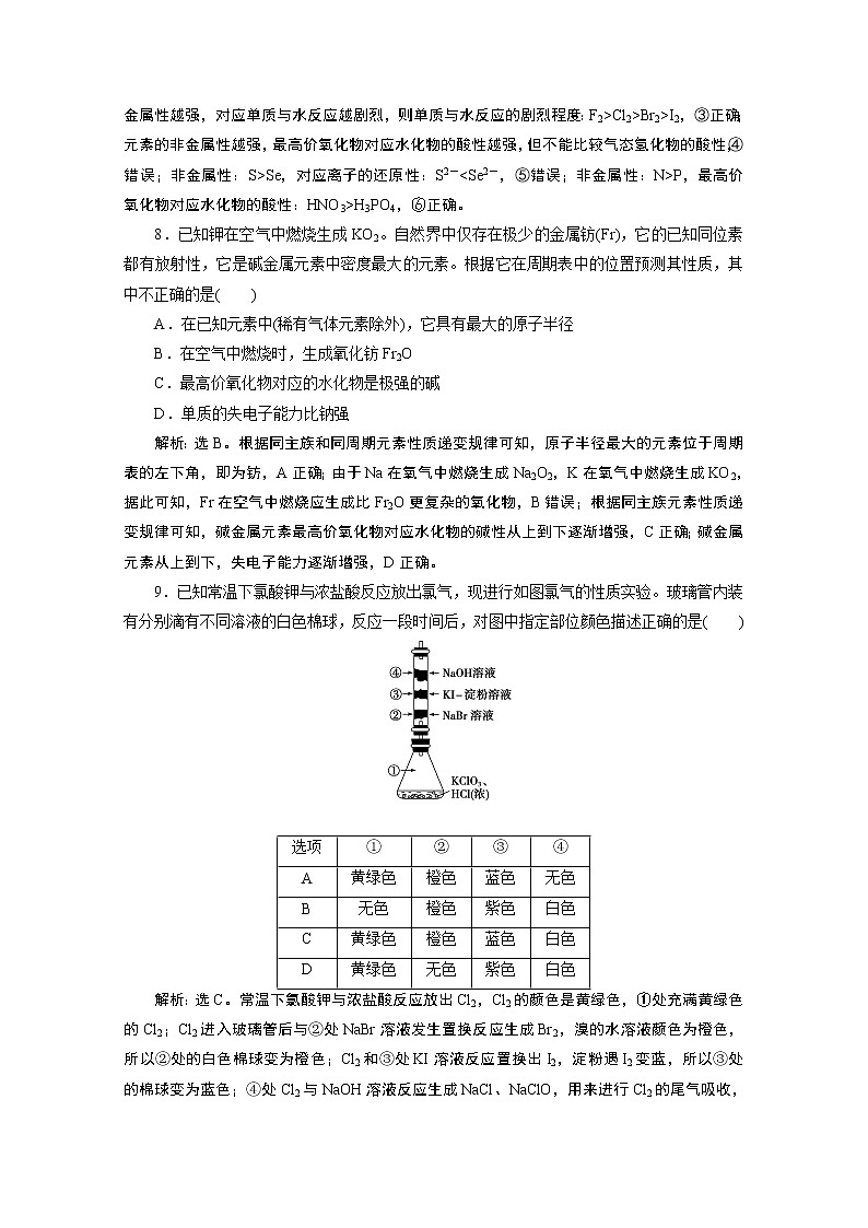 2019-2020学年新教材鲁科版必修第二册 第1章第3节 元素周期表的应用（第2课时） 作业 练习03