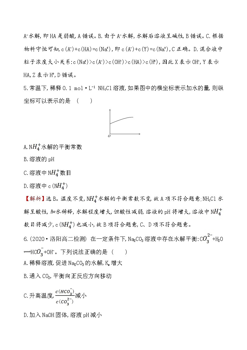 2020-2021学年新人教版选择性必修1第3章第3节盐类的水解第2课时作业 练习03