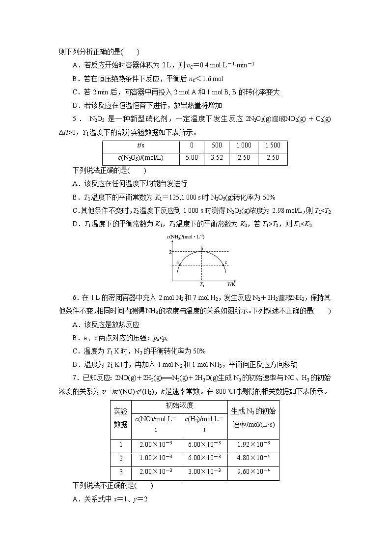 2020-2021学年新人教版选择性必修1第2章第2节第2课时化学平衡常数作业 练习02