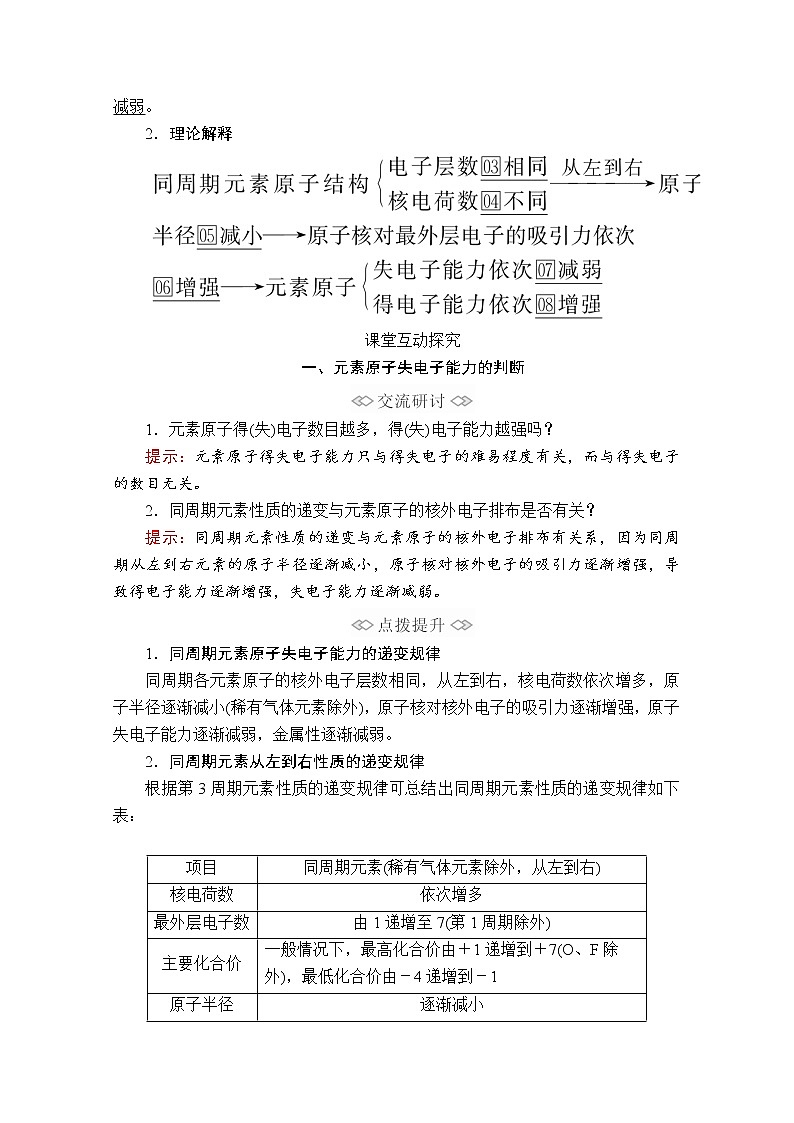 2019-2020学年新鲁科版必修2第1章第3节元素周期表的应用第1课时学案03