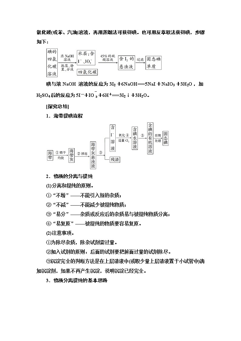 2020-2021学年新鲁科版必修2第1章 微项目　海带提碘与海水提溴——体验元素性质递变规律的实际应用学案03