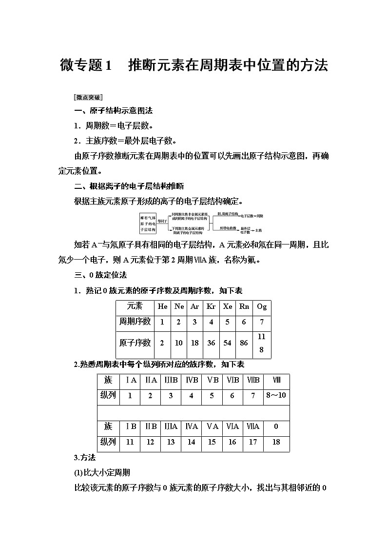 2020-2021学年新鲁科版必修2第1章 第2节 微专题1　推断元素在周期表中位置的方法学案01