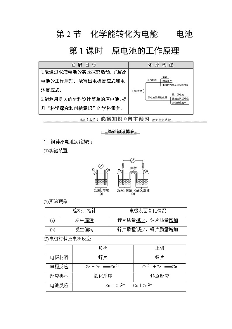 2020-2021学年新鲁科版选择性必修1第1章 第2节 第1课时 原电池的工作原理学案01