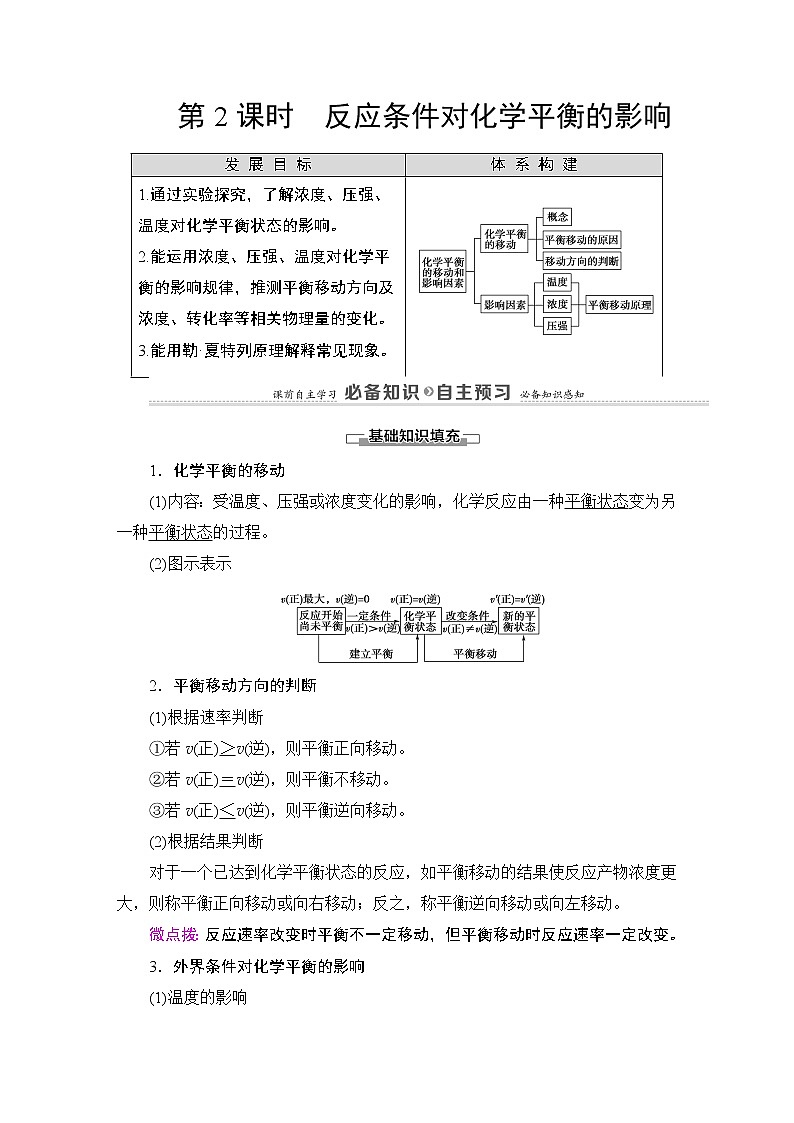 2020-2021学年新鲁科版选择性必修1第2章 第2节 第2课时 反应条件对化学平衡的影响学案01