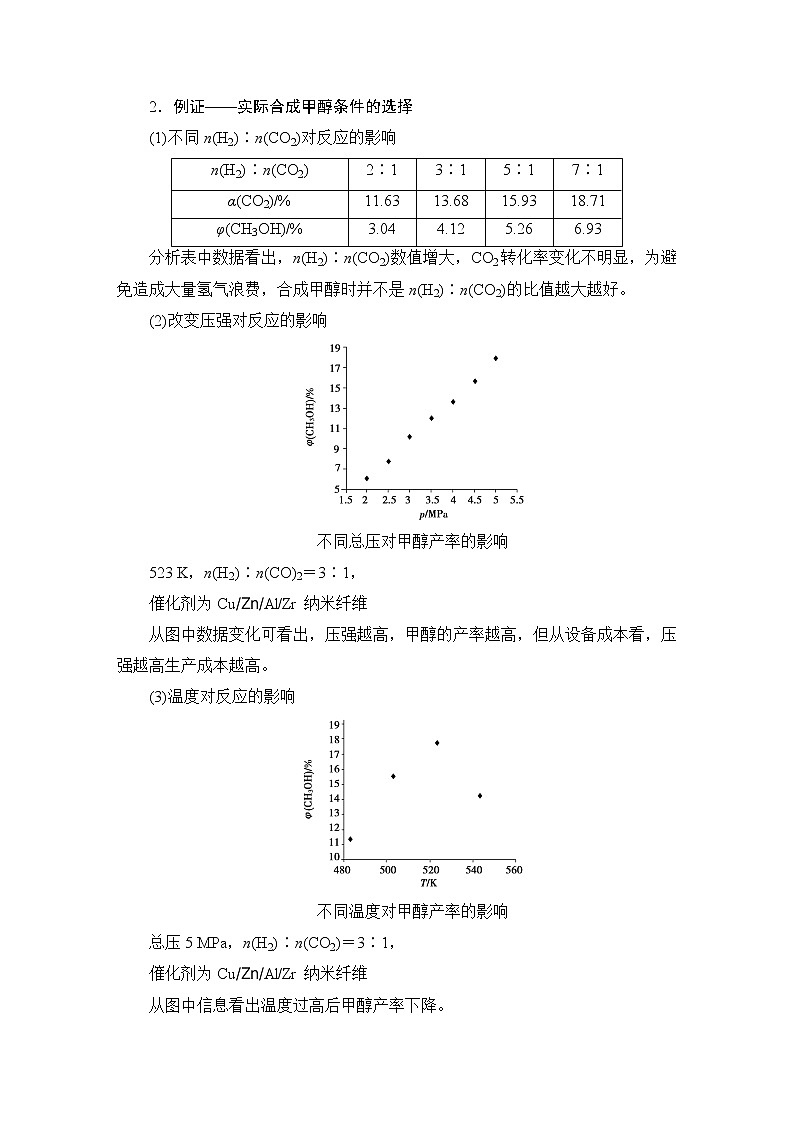 2020-2021学年新鲁科版选择性必修1第2章 微项目 探讨如何利用工业废气中的二氧化碳合成甲醇——化学反应选择与反应条件优化学案03