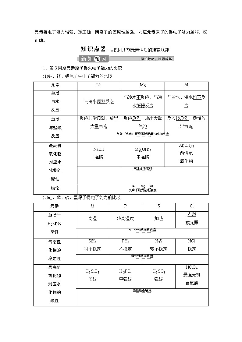 2019-2020学年新教材鲁科版必修第二册 第1章第3节 元素周期表的应用（第1课时） 学案03