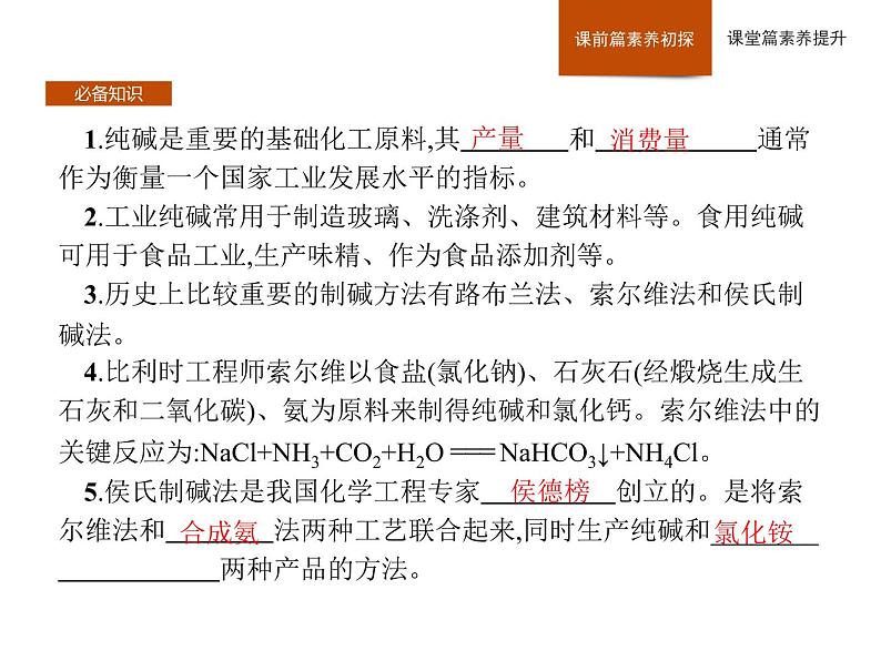 2020-2021学年鲁科版新教材选择性必修1第3章微项目揭秘索尔维制碱法和侯氏制碱法课件（39张）03