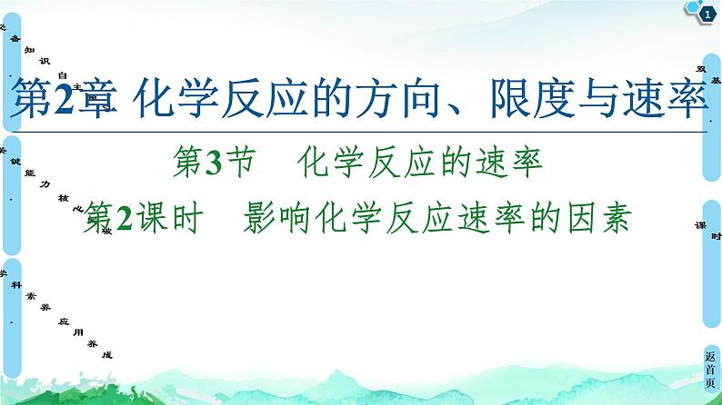 2020-2021学年新鲁科版选择性必修1第2章 第3节 第2课时 影响化学反应速率的因素课件（69张）01