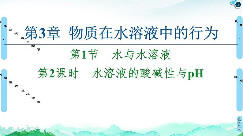 2020-2021学年新鲁科版选择性必修1第3章 第1节 第2课时 水溶液的酸碱性与pH课件（53张）01