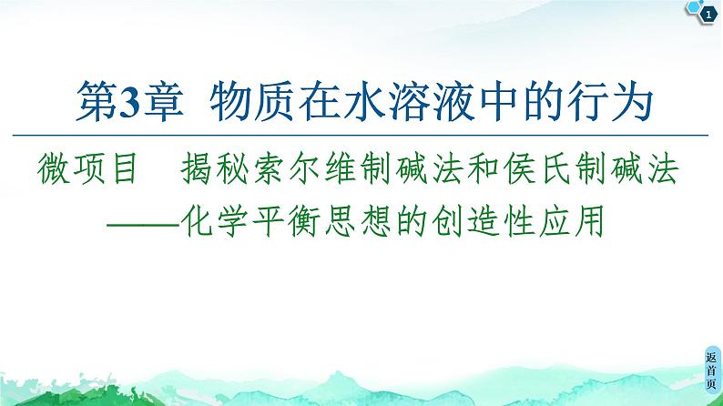 2020-2021学年新鲁科版选择性必修1第3章 微项目 揭秘索尔维制碱法和侯氏制碱法——化学平衡思想的创造性应用课件（20张）01