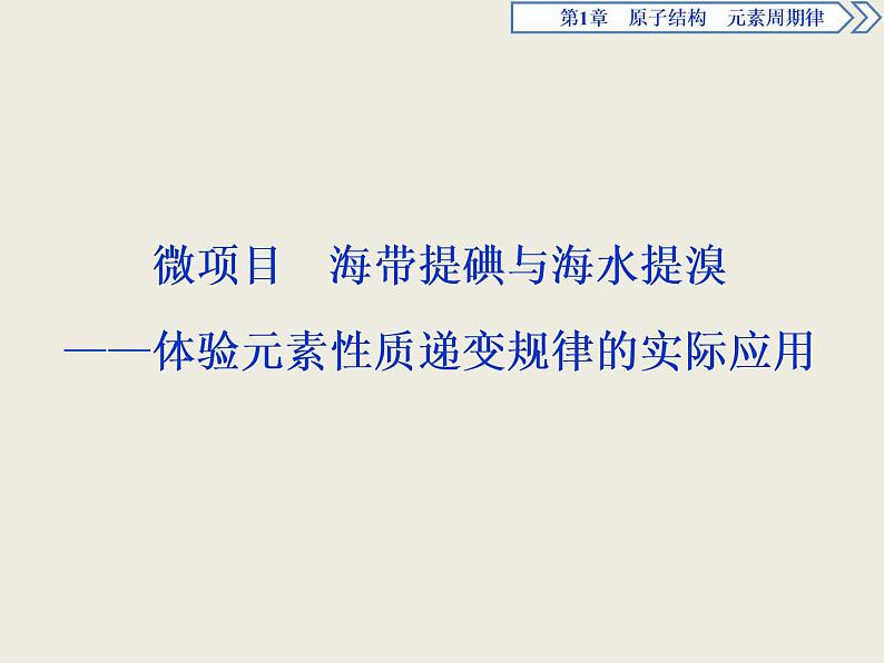 2019-2020学年新教材鲁科版必修第二册 第1章 微项目 海带提碘与海水提溴——体验元素性质递变规律的实际应用 课件（28张）01