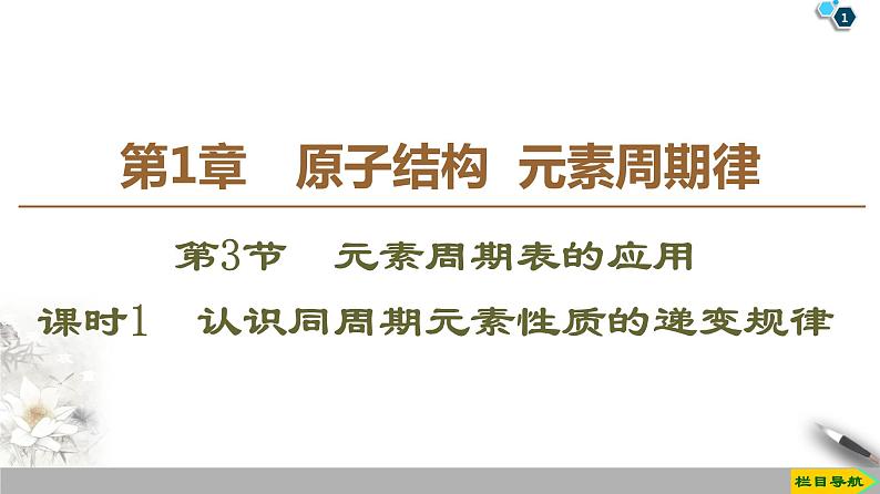 2019-2020学年新鲁科版必修2第1章 第3节 课时1　认识同周期元素性质的递变规律课件（40张）01