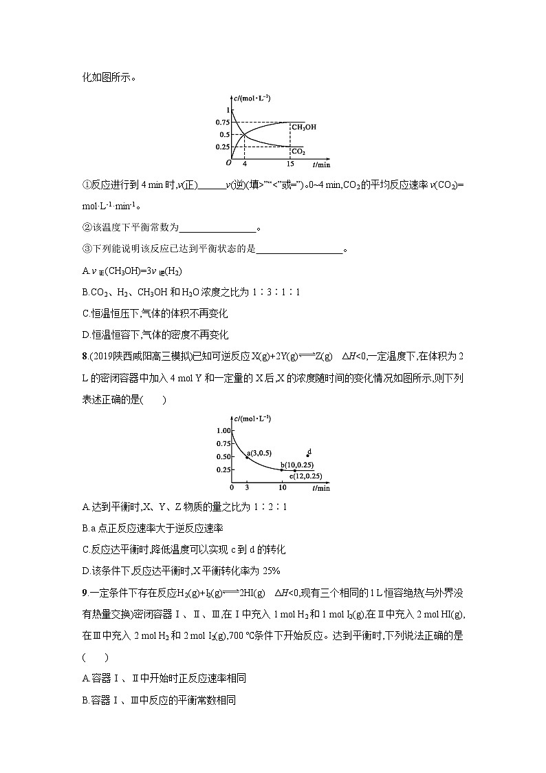 2021届新人教版高三化学复习练习卷：化学平衡状态化学平衡的移动03