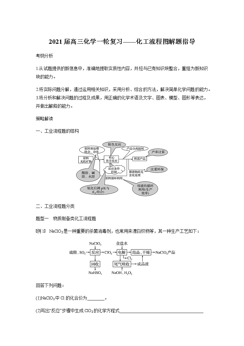2021届高三化学一轮复习重点专题14——化工流程图解题指导（练习）学生版01