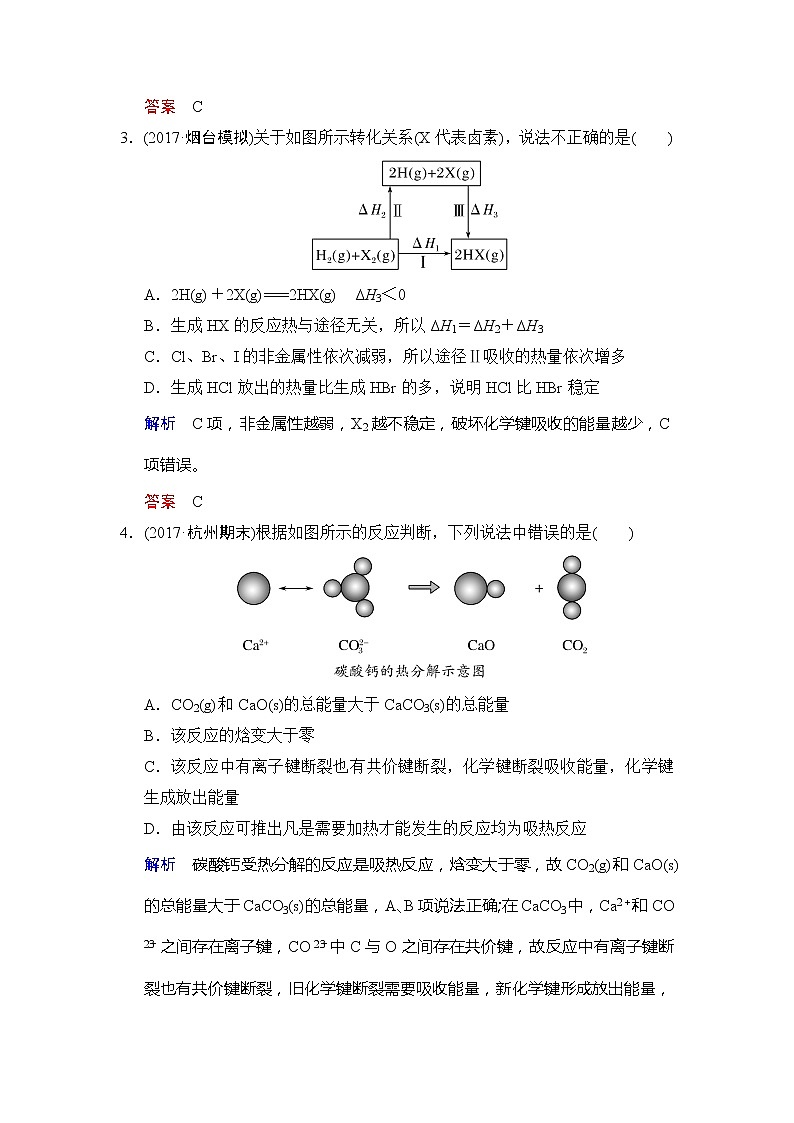 2021版高中化学一轮复习练习：第06章 第1课时　化学能与热能 Word版含解析02