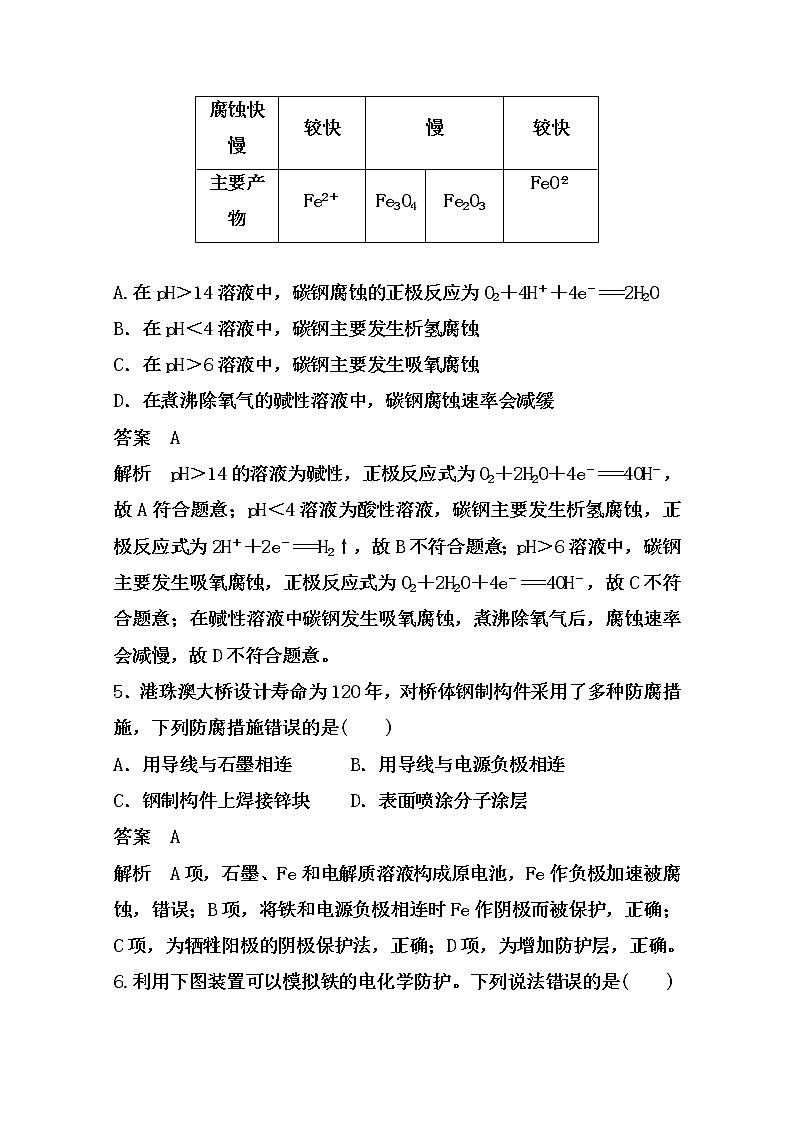 2021届高考化学一轮复习过关训练：金属的腐蚀与防护【解析版】03