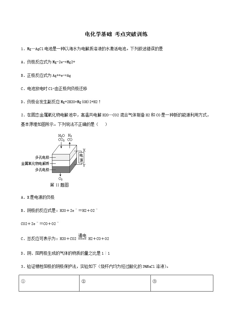 通用版化学2019-2020学年高三化学一轮复习 电化学基础 考点突破训练（2份打包）01
