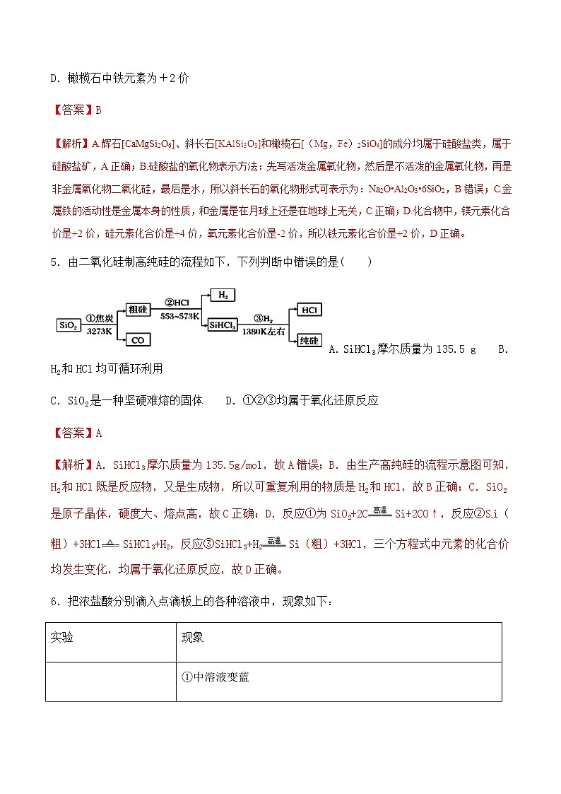 通用版化学2019-2020学年高三化学一轮复习 非金属及其化合物 考点突破训练（2份打包） (共2份打包)03