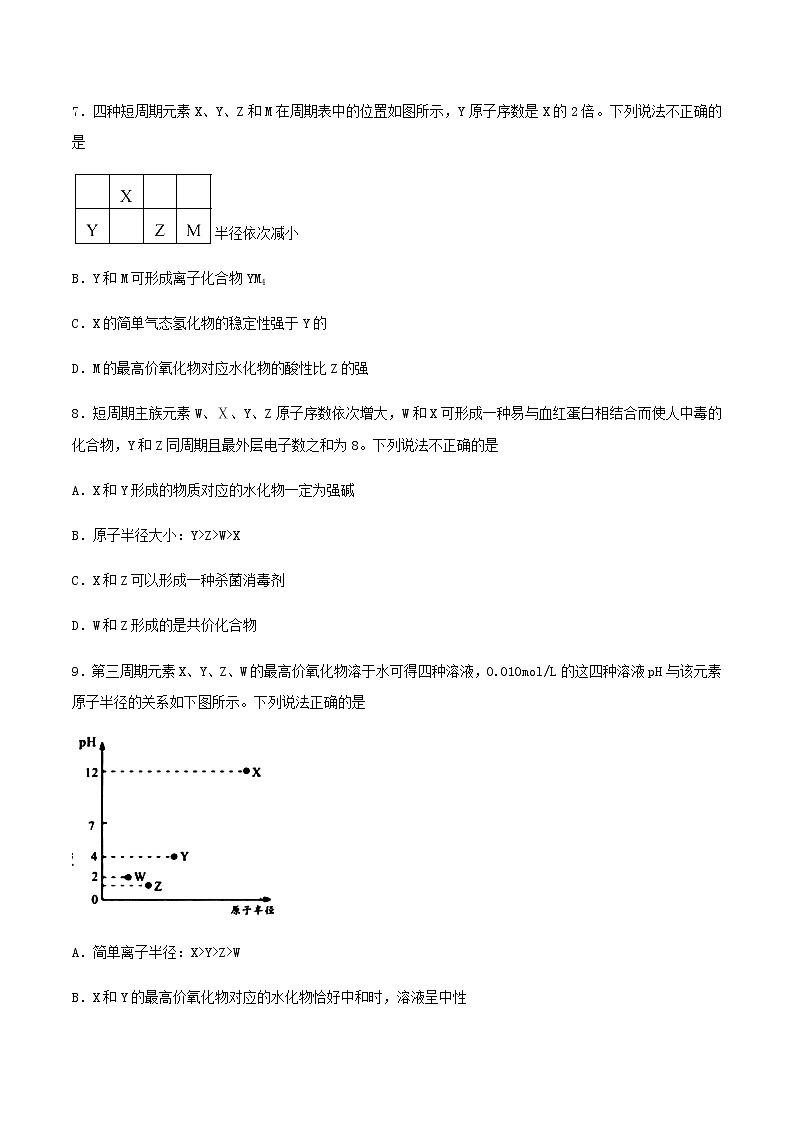 通用版化学2019-2020学年高三化学一轮复习 物质结构  元素周期律 考点突破训练（2份打包）03
