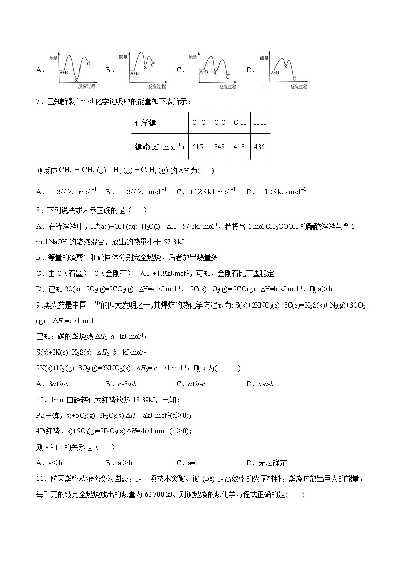 人教版高中化学选修4  1.3《化学反应热的计算》同步练习（原卷版）第2页