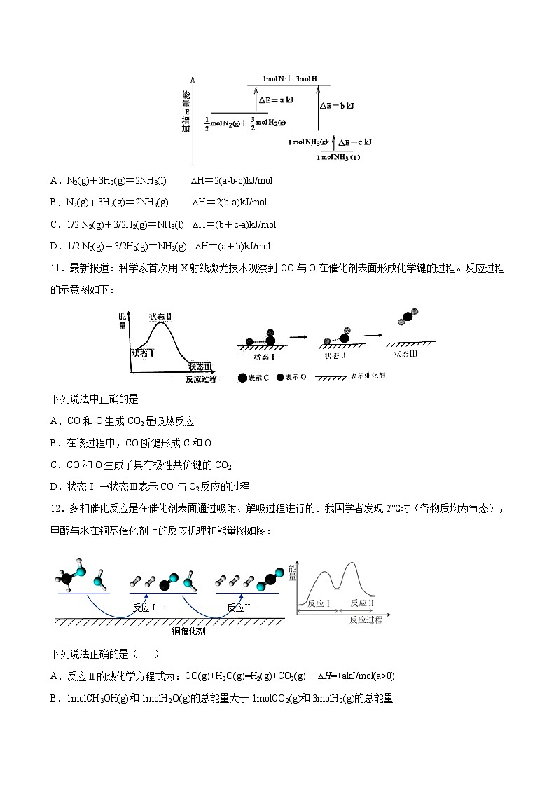 人教版高中化学选修4 第一章《化学反应与能量》章末同步练习（原卷版）第3页