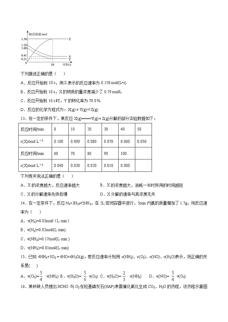 人教版高中化学选修4  2.1《化学反应速率》同步练习（解析版）03