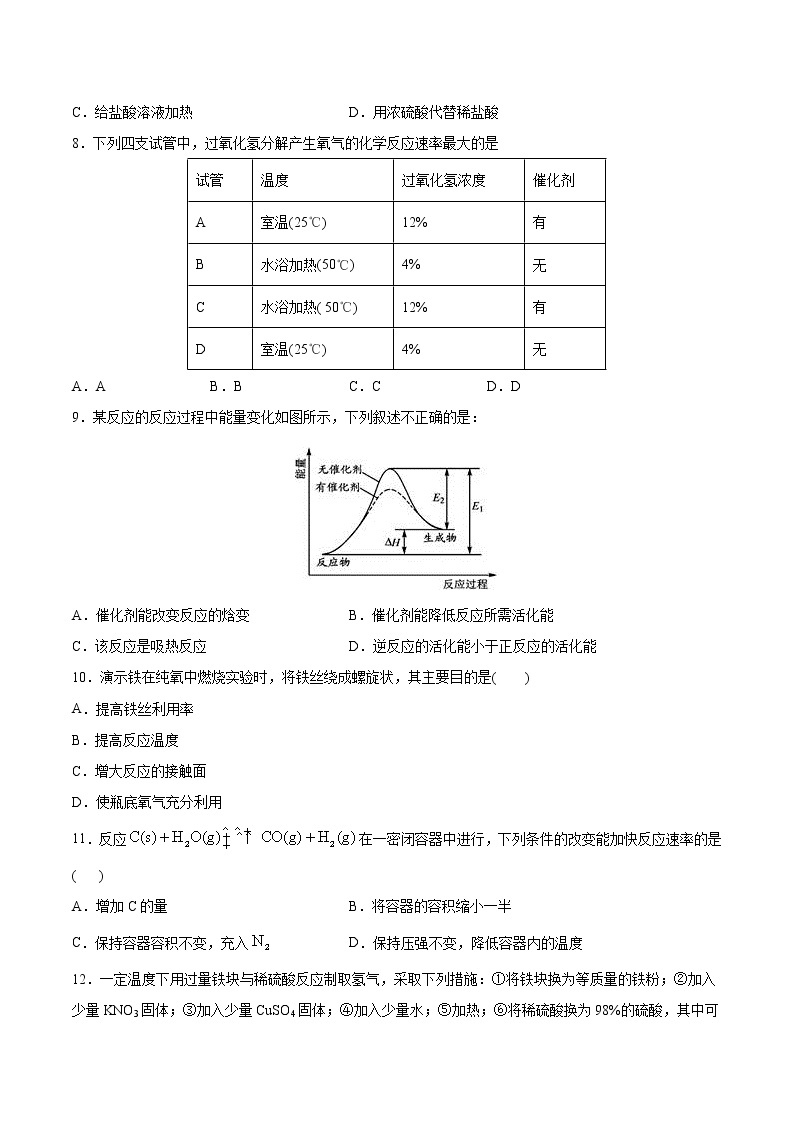 人教版高中化学选修4  2.2《影响化学反应速率的因素》同步练习（解析版）02