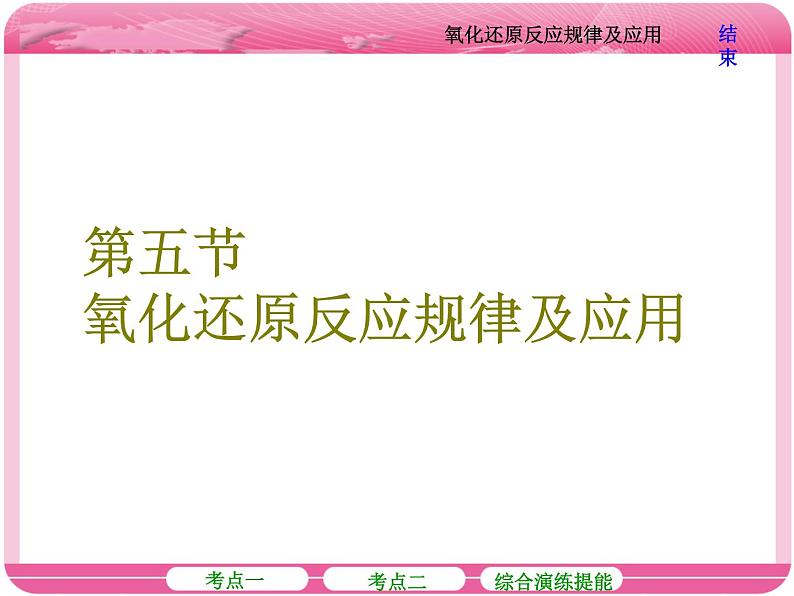 （人教版）高三化学高考总复习课件：第2章 第五节 氧化还原反应规律及应用第1页