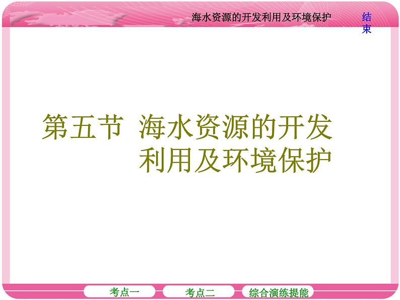 （人教版）高三化学高考总复习课件：第4章 第五节 海水资源的开发利用及环境保护第1页