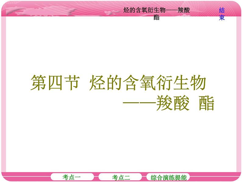 （人教版）高三化学高考总复习课件：第9章（B） 第四节 烃的含氧衍生物——羧酸 酯第1页