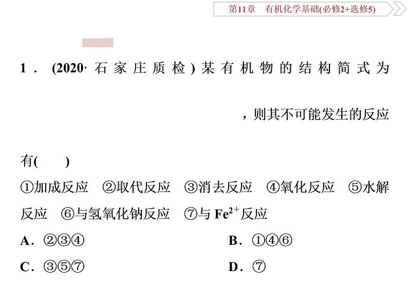 高中化学鲁科版选修五  常见有机反应类型归纳课件05