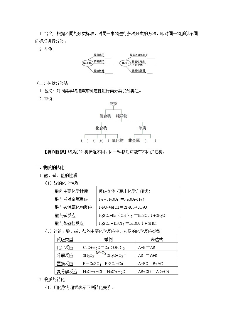 必修1 第一章 第一节 物质的分类及转化 学案02