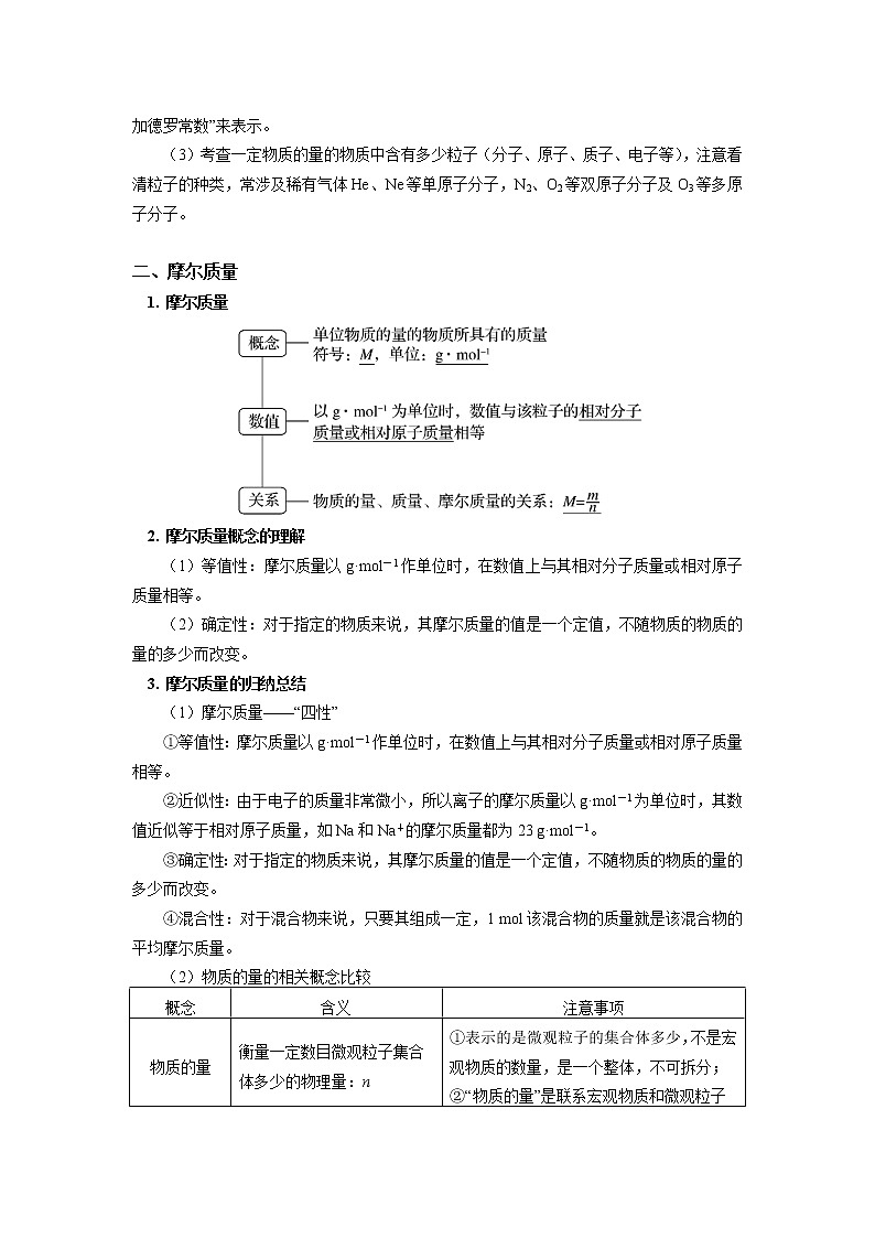 必修1 第二章 第三节 物质的量（1） 学案03