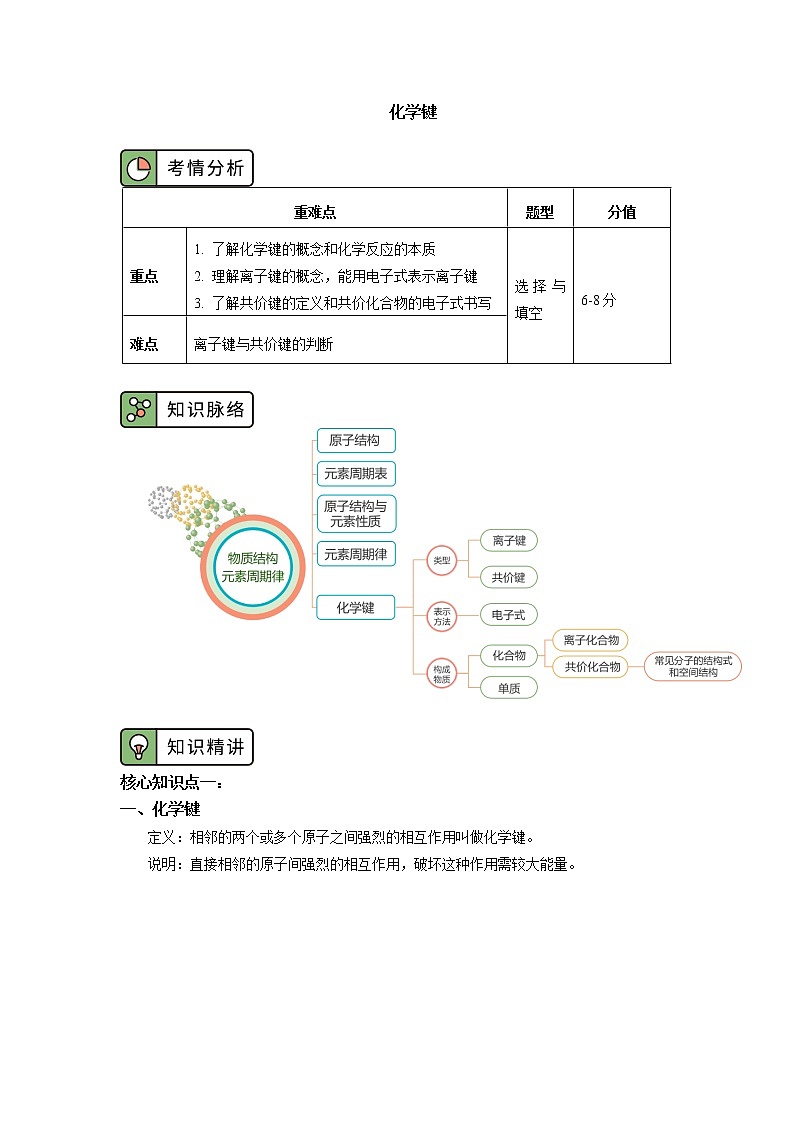 必修1 第四章 第三节 化学键 学案01