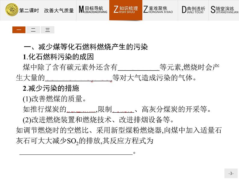 2018版高中化学人教版选修1课件：4.1.2 改善大气质量第3页