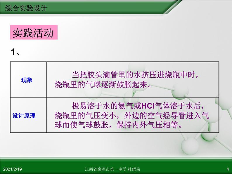 江西省鹰潭市第一中学人教版高中化学选修6 实验化学 第四章 第三节 综合实验设计（第1课时） 课件04