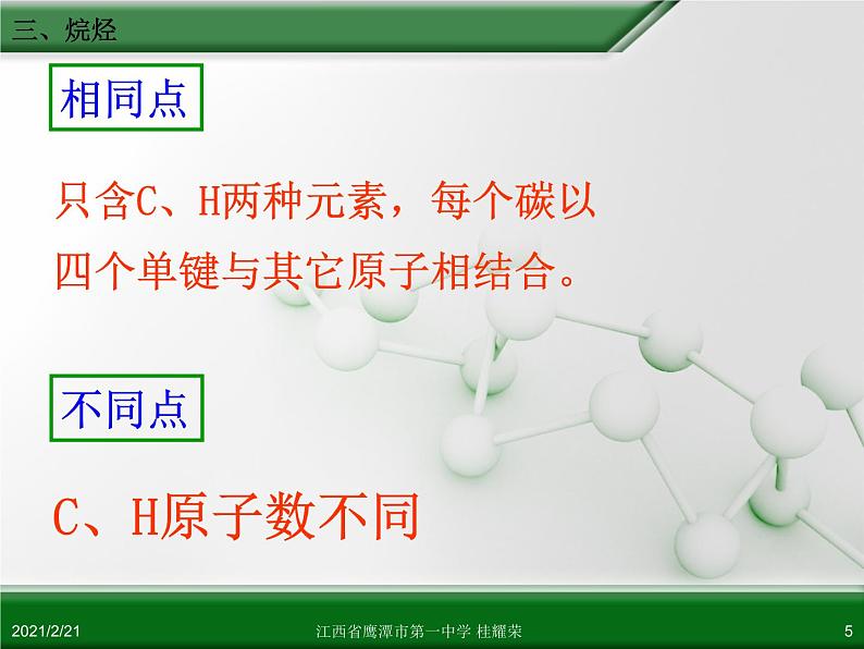 江西省鹰潭市第一中学人教版高中化学必修 2 第三章 第一节 最简单的有机化合物—甲烷（第2课时）课件（共30 张PPT）第5页