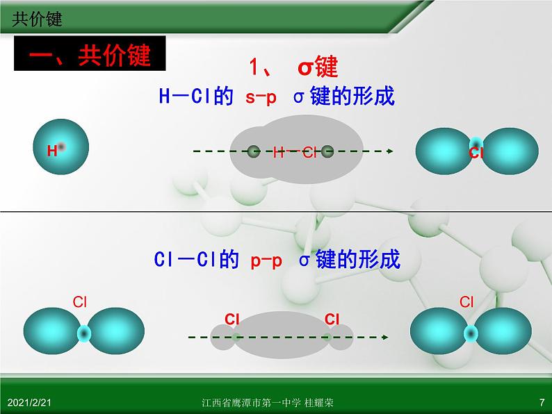 江西省鹰潭市第一中学人教版高中化学选修3 物质结构与性质 第二章 第一节 共价键（第1课时）课件（共24 张PPT）07