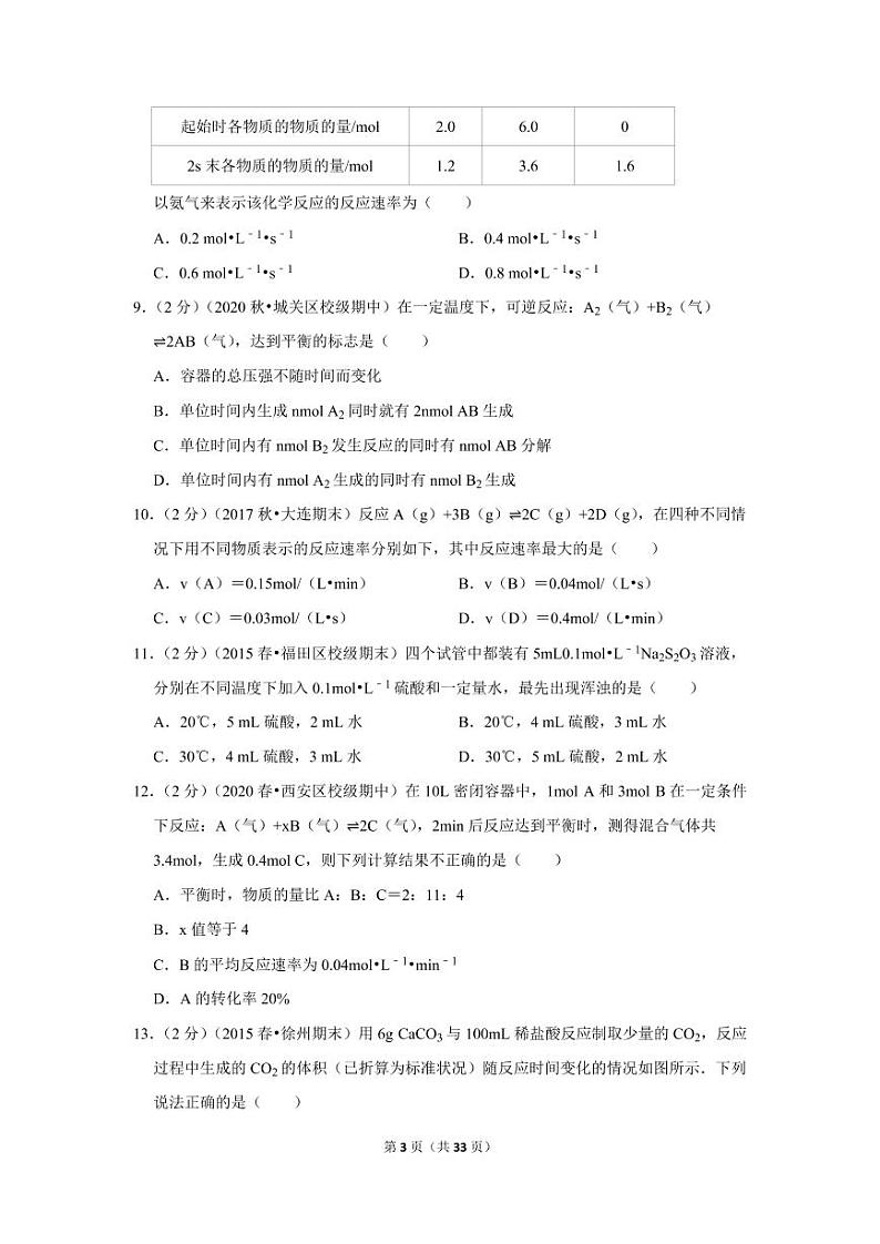 2019-2020学年吉林省辽源市田家炳高级中学高一（下）期中化学试卷03