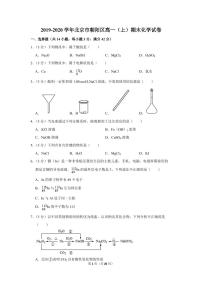 2019-2020学年北京市朝阳区高一（上）期末化学试卷