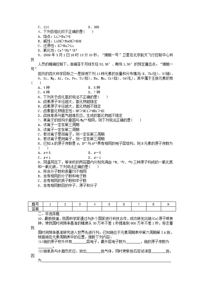 高中化学 第一章 第一节 第4课时 习题课课后作业 新人教版必修202