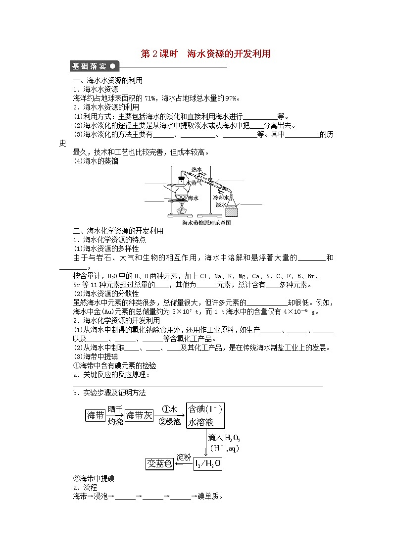 高中化学 第四章 第一节 海水资源的开发利用 第2课时课后作业 新人教版必修2第1页