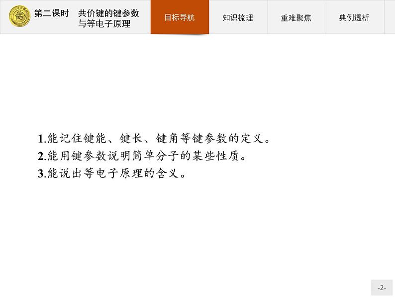 2018版高中化学人教版选修3课件：2.1.2 共价键的键参数与等电子原理第2页